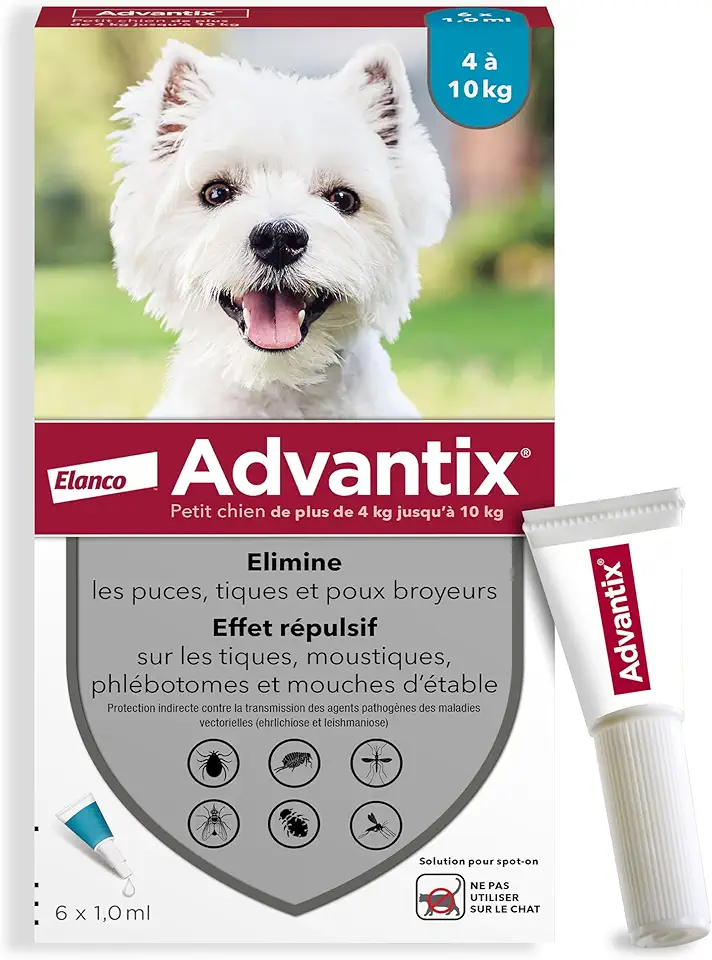 ADVANTIX Small Dog - Flea and Tick Resistant - 4-10kg - 6 Pipettes