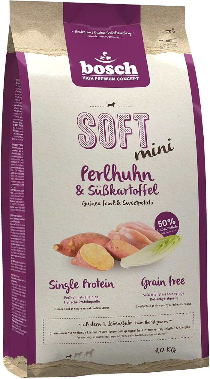 Bosch HPC SOFT Mini Pintade & Patate Douce - Aliments pour chiens semi-moelleux pour chiens adultes de petite race