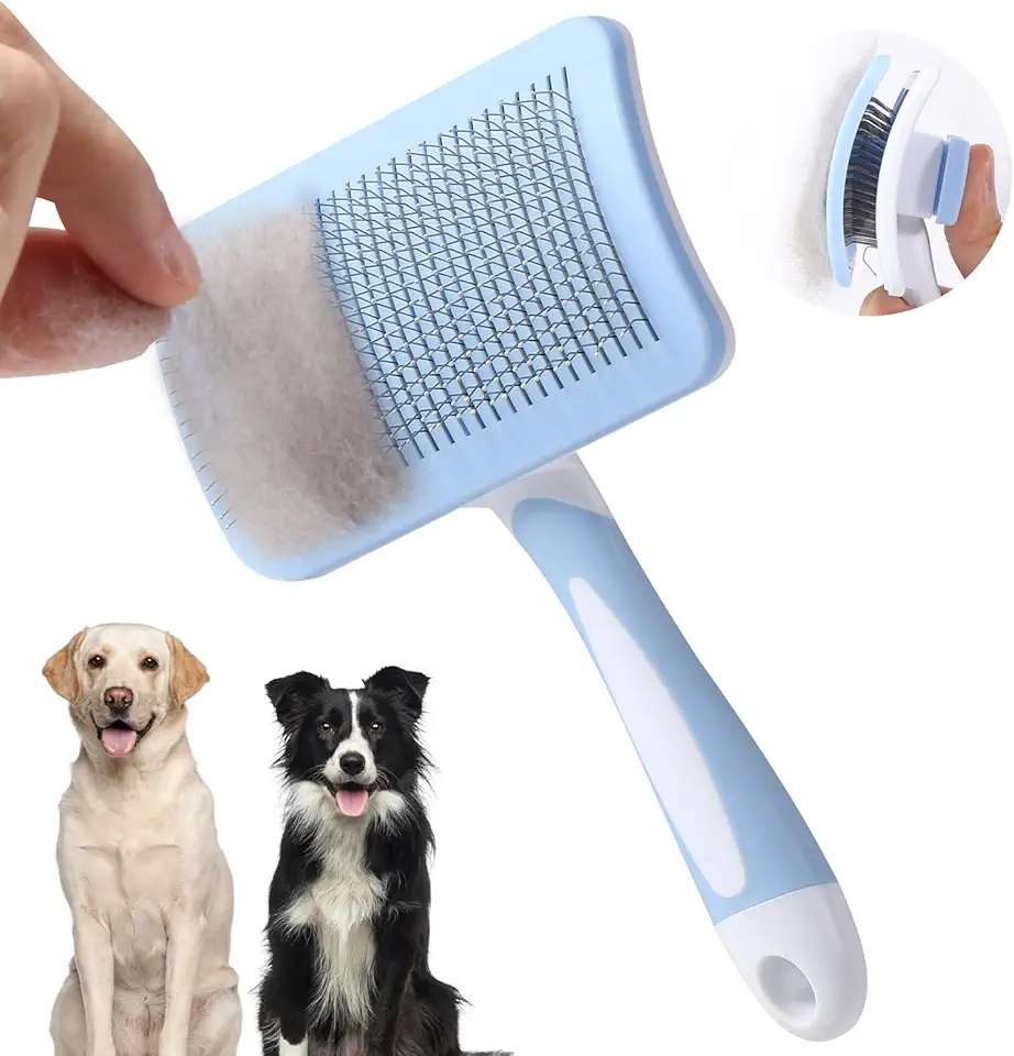 Brosse vinabo autonettoyante pour animaux, poils longs et courts