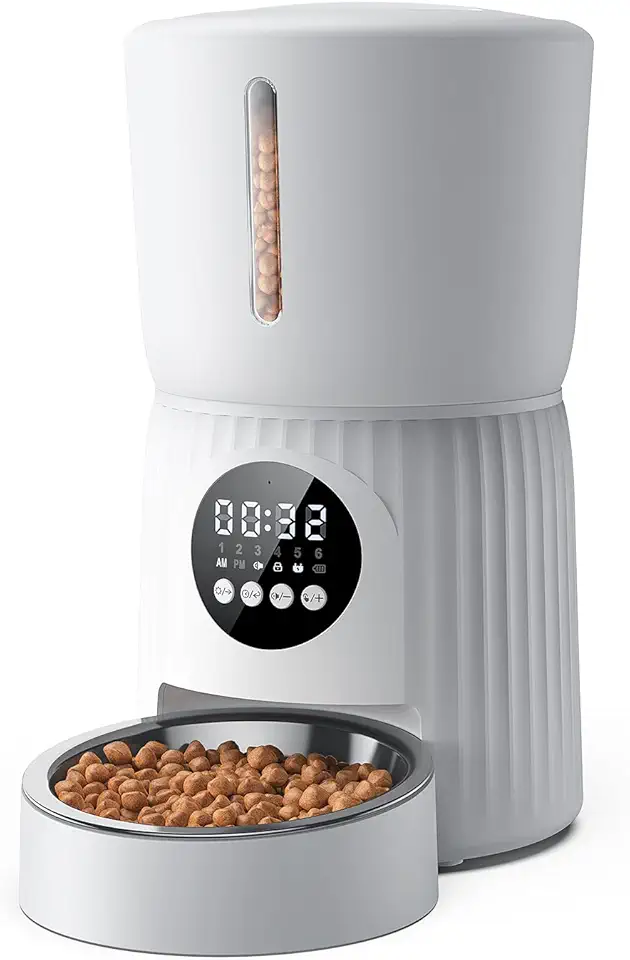 Faroro 4L Automatic Cat Food Feeder with Stainless Steel Bowl