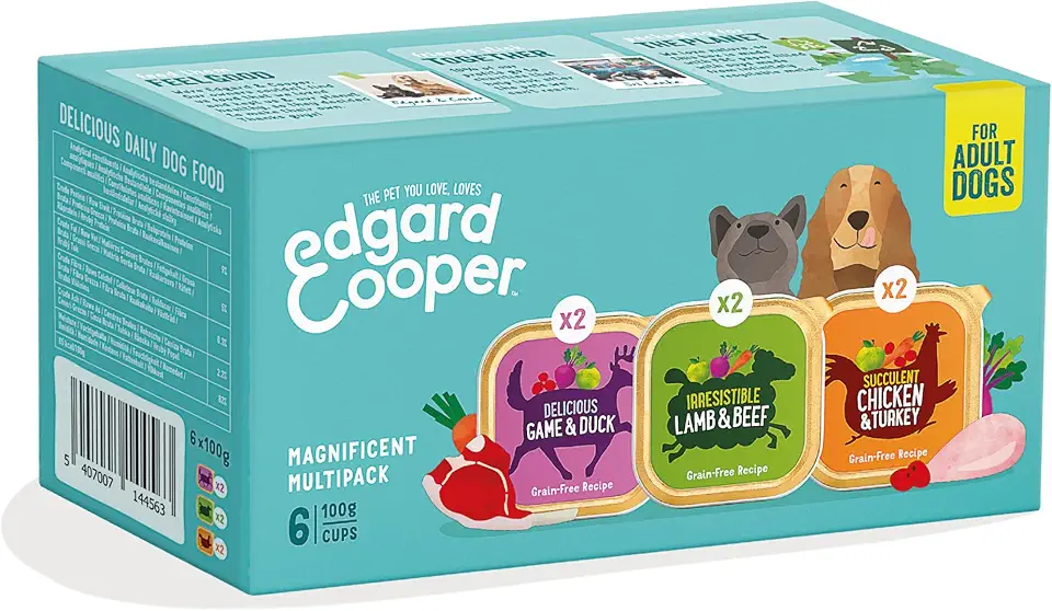 Edgard & Cooper Dog Food Grain-Free Wet Food Multipack 6x100g Chicken Lamb & Game