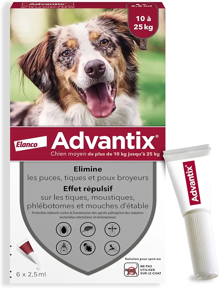 ADVANTIX Medium Dog â€“ Flea and Anti-Tick â€“ 10-25 kg â€“ 6 Pipettes