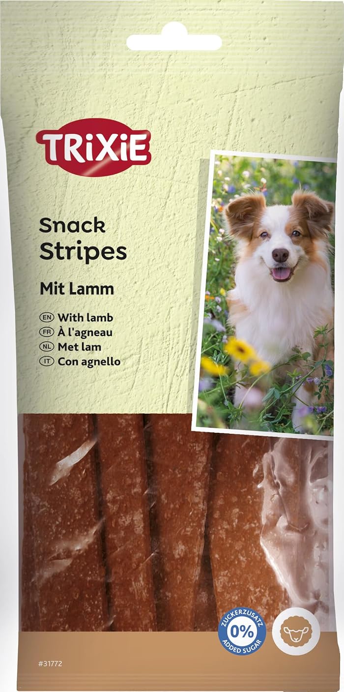 TRIXIE Friandises pour chien Stripes à l'agneau – Sans sucre ajouté – 100 g