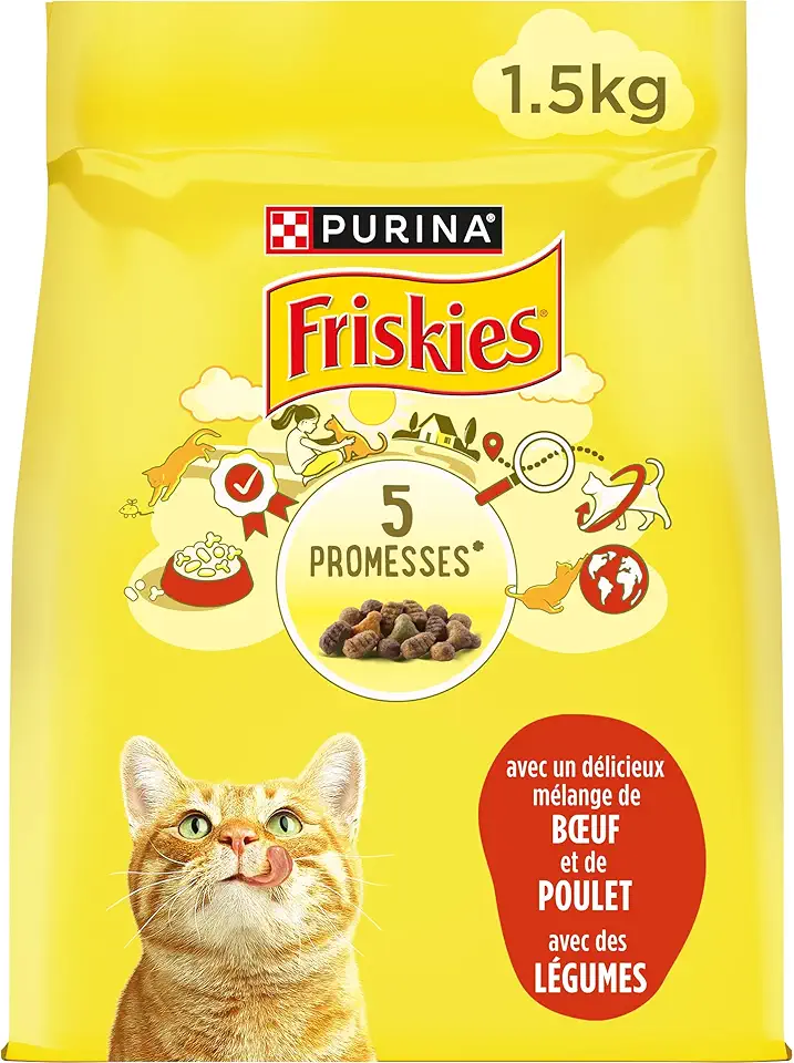 FRISKIES Cat Complete Dry Food for Adult Cats Beef Chicken and Vegetables