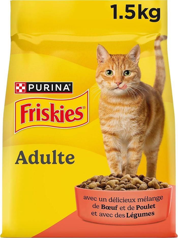 FRISKIES croquettes chat adulte bœuf poulet légumes