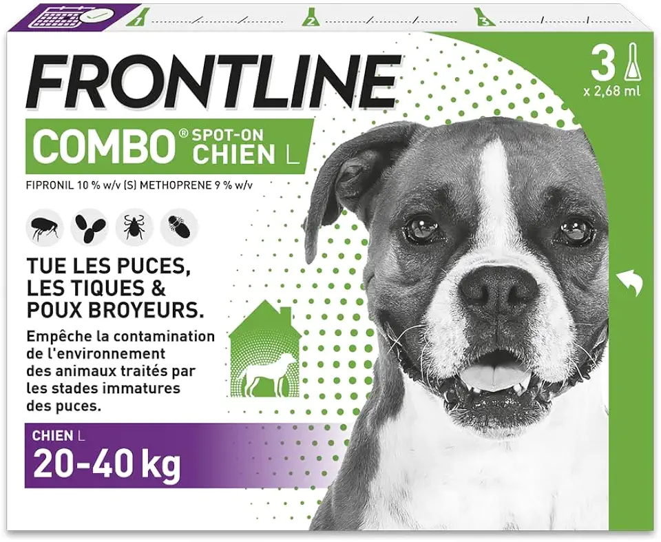 Frontline dog combo : traitement antiparasitaire pour chiens de 20 à 40 kg