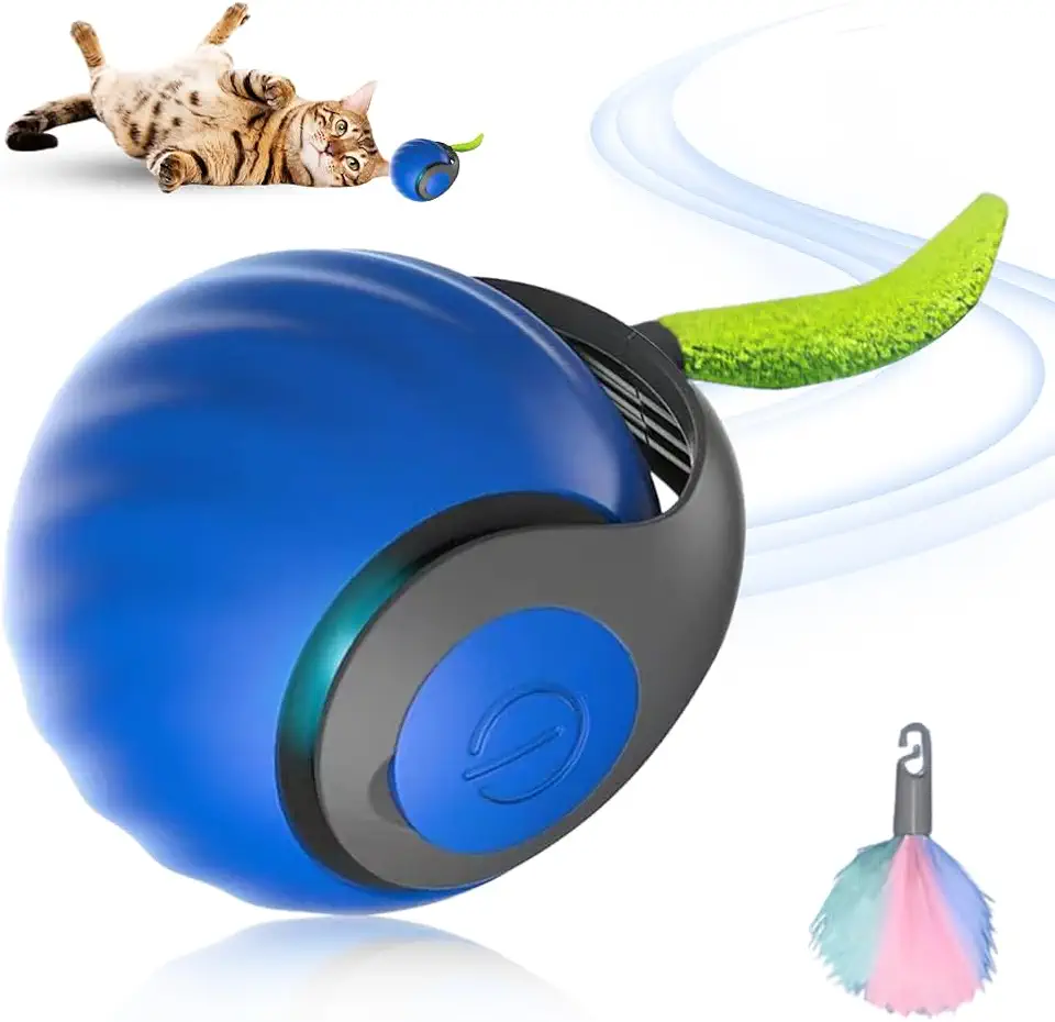 GMTEO 2025 New Interactive Cat Toy Ball with Plush Tail Intelligent Indoor Cat Toy