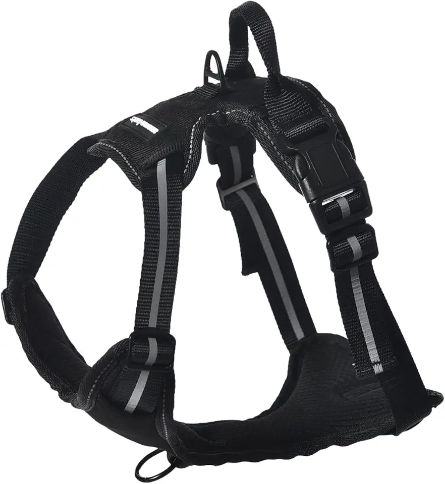 Amazon Basics No Pull Dog Harness Adjustable Padded Dog Harness with Reflective Stripes Black S
