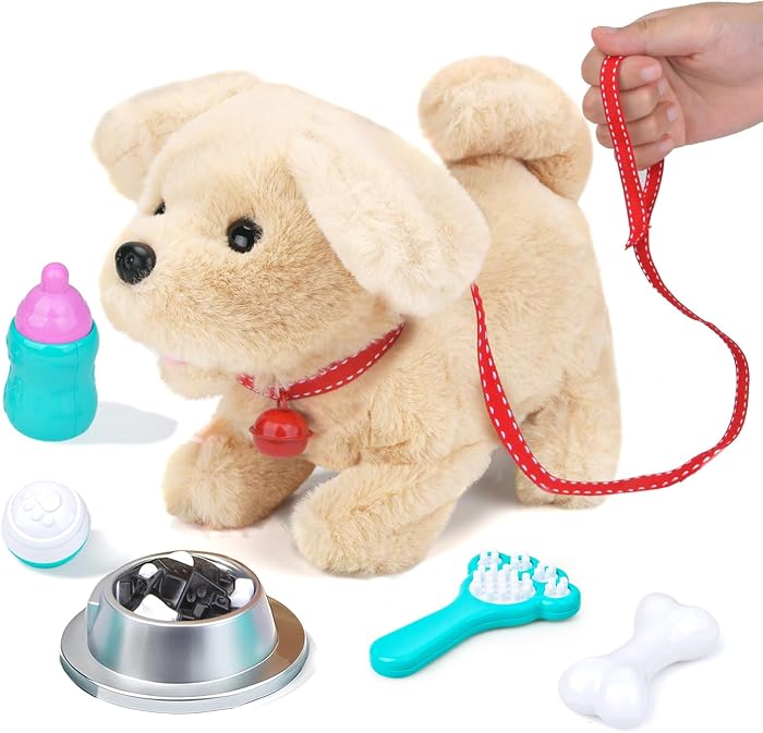 Jouet interactif chien: marche, aboie et accessoires inclus