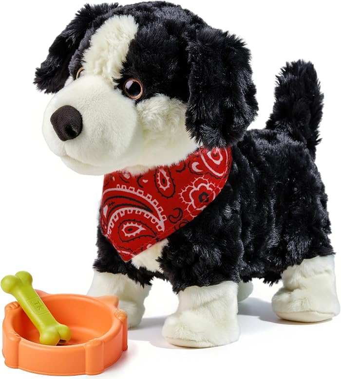 Chien Interactif Enfant à Commande Vocale, Peluche Chien Qui Marche, Parle, Aboie, Remue la Queue, Jouet Électronique, Chiot en Peluche, Cadeau pour Enfant 3+ Ans