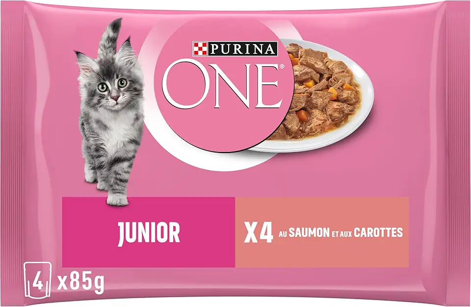 PURINA ONE Junior Salmon Tapered Kitten Meal Bag 4 x 85g