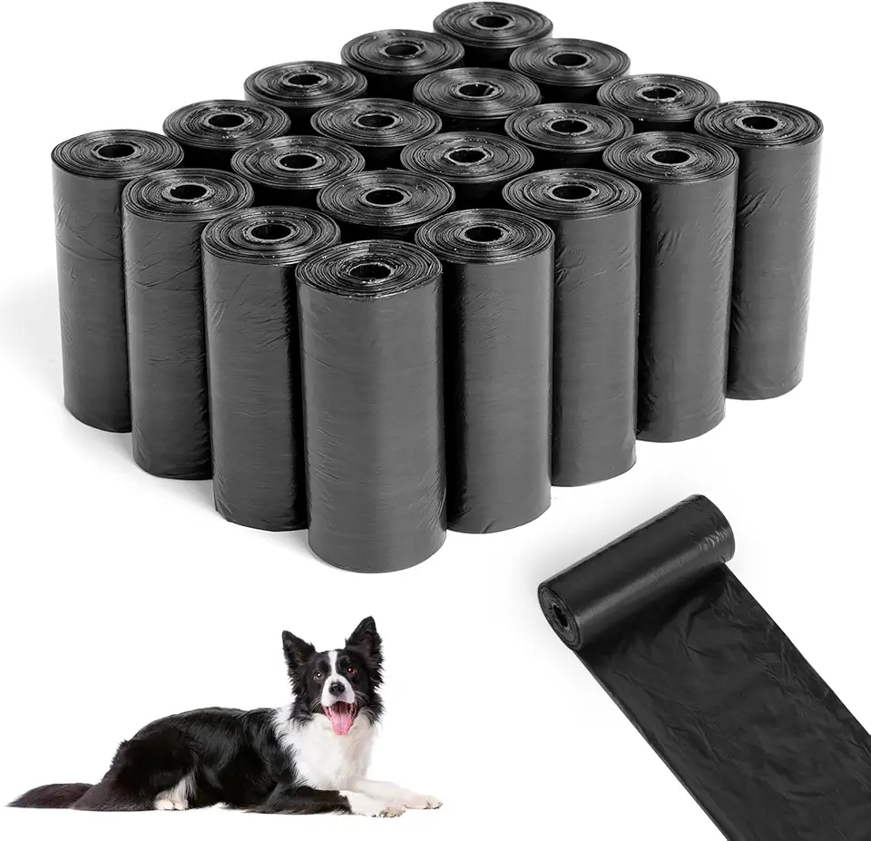 AiQInu 225 Pieces Dog Poo Bags Black Portable Dog Poo Bags 22 x 30 cm Thick and Durable Large Capacity for Walking and Travel (15 Rolls 15 Per Roll)