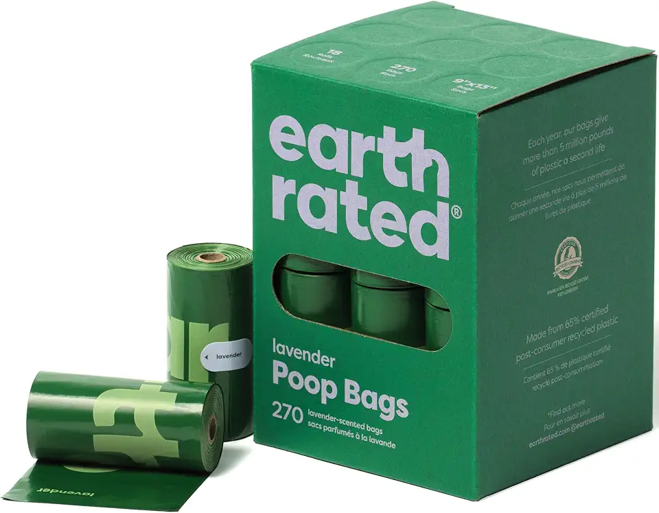Earth Rated Dog Poo Bags Dry Bags Extra Thick Dog Poop Bags Refill Rolls Lavender Scent 270 Bags