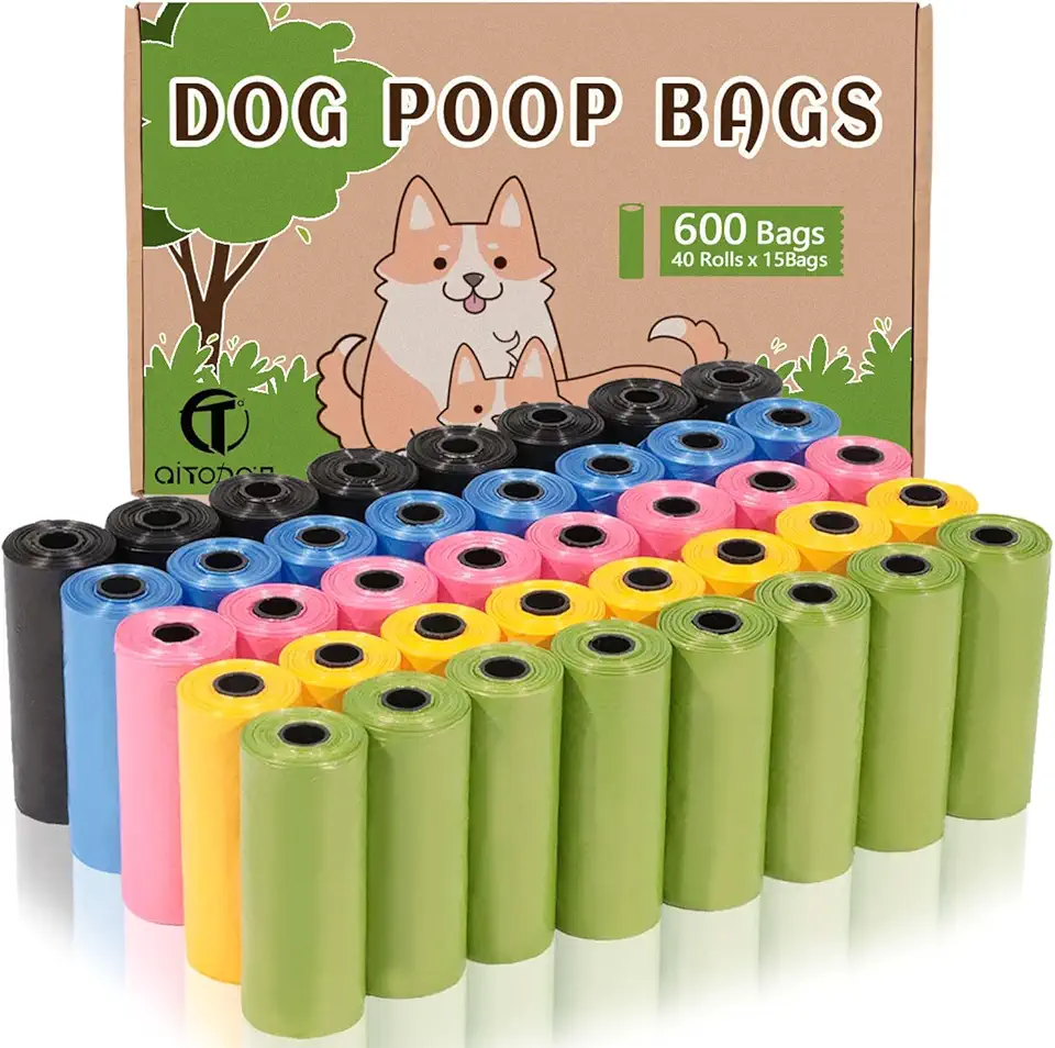 AiTodos 600 Dog Poo Bags 31 x 23 cm 5 Couleurs