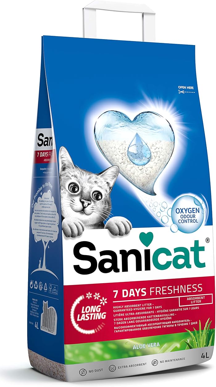 Vérifiez la promesse de contrôle des odeurs sur 7 jours avec Sanicat Classic Aloe Vera