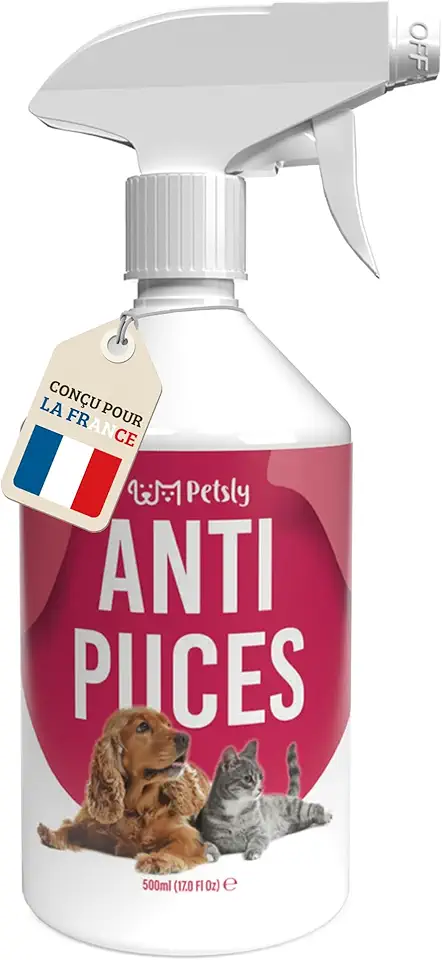 Petsly® Anti-Flea Spray pour Chats et Chiens - 500 ml
